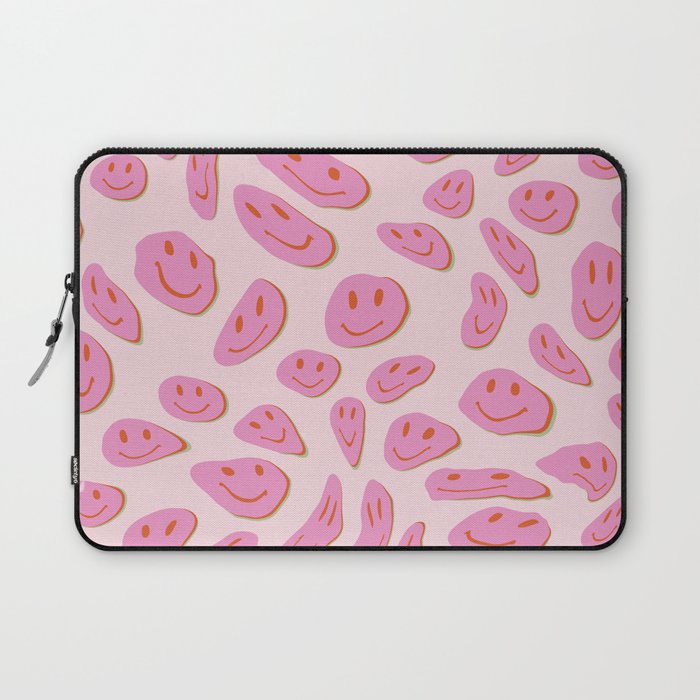 70s retro pink smiles pattern  Laptop Sleeve Gallery Image 1