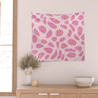 70s retro pink smiles pattern  Wall Tapestry Gallery Image 2