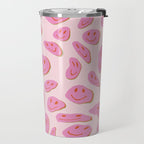 70s retro pink smiles pattern  Travel Mug Gallery Image 2