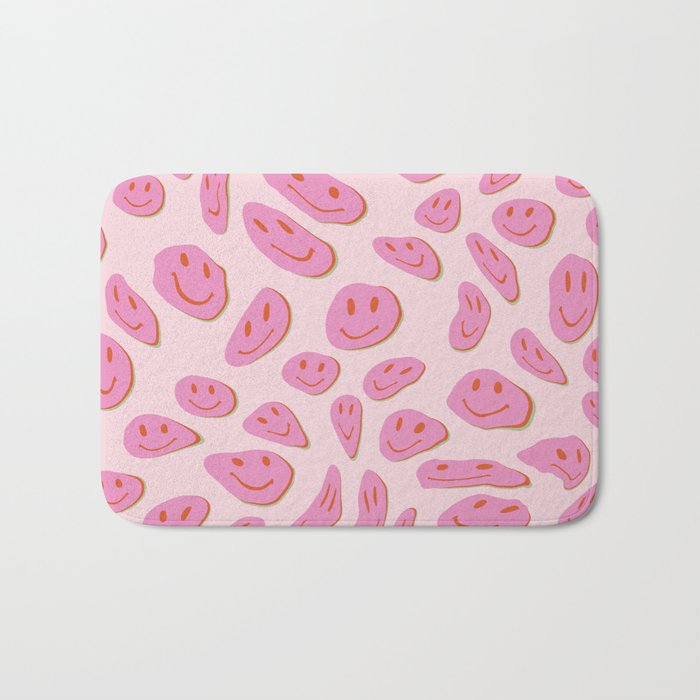 70s retro pink smiles pattern  Bath Mat Gallery Image 1