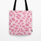 70s retro pink smiles pattern  Tote Bag Gallery Image 1