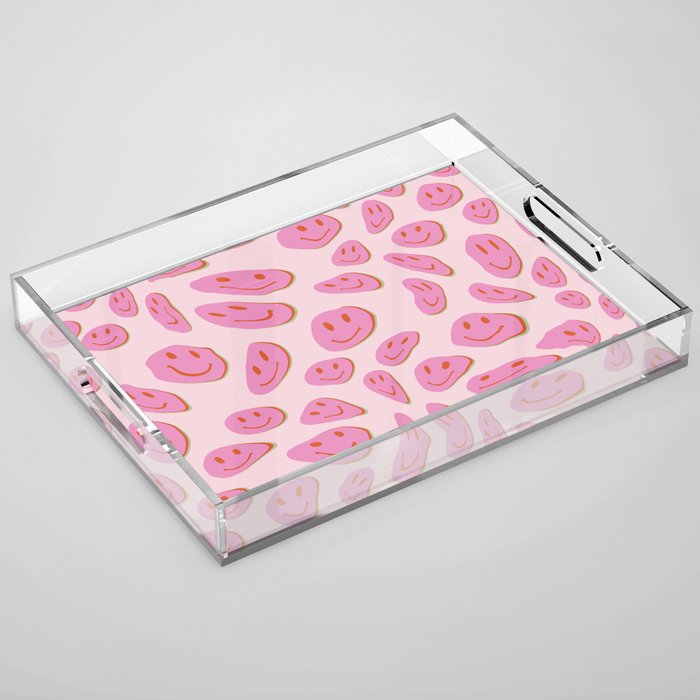 70s retro pink smiles pattern  Acrylic Tray Gallery Image 1