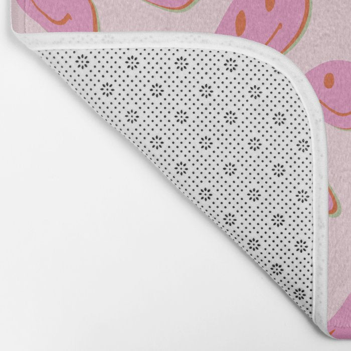 70s retro pink smiles pattern  Bath Mat Gallery Image 2