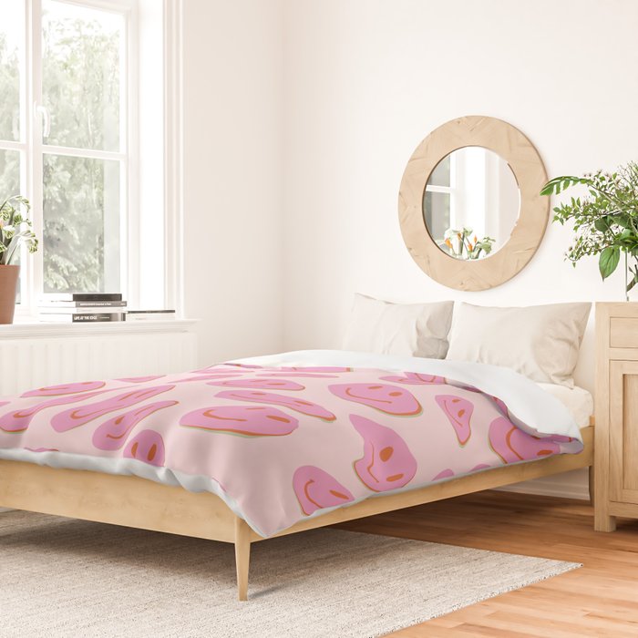 70s retro pink smiles pattern  Duvet Cover Gallery Image 2