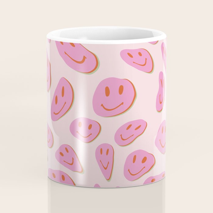 70s retro pink smiles pattern  Coffee Mug Gallery Image 4