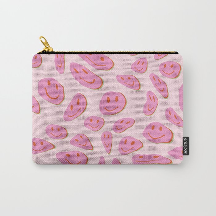 70s retro pink smiles pattern  Carry All Pouch Gallery Image 1