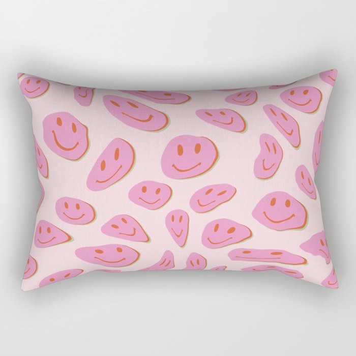 70s retro pink smiles pattern  Rectangular Pillow Gallery Image 2