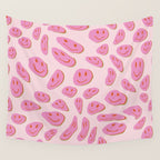 70s retro pink smiles pattern  Wall Tapestry Gallery Image 4
