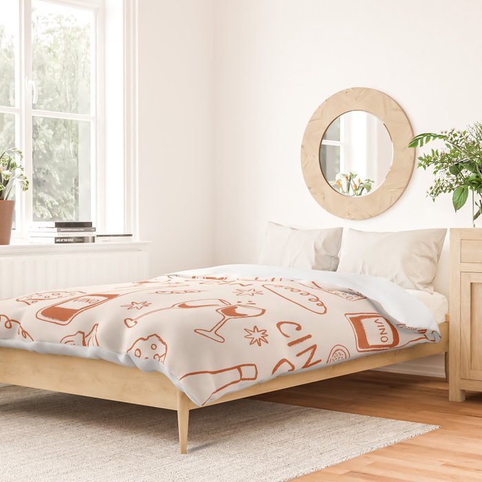 Fancy Dinner. Cheese and Wine Duvet Cover Gallery Image 2