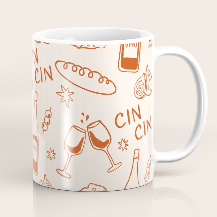 Fancy Dinner. Cheese and Wine Coffee Mug Gallery Image 1