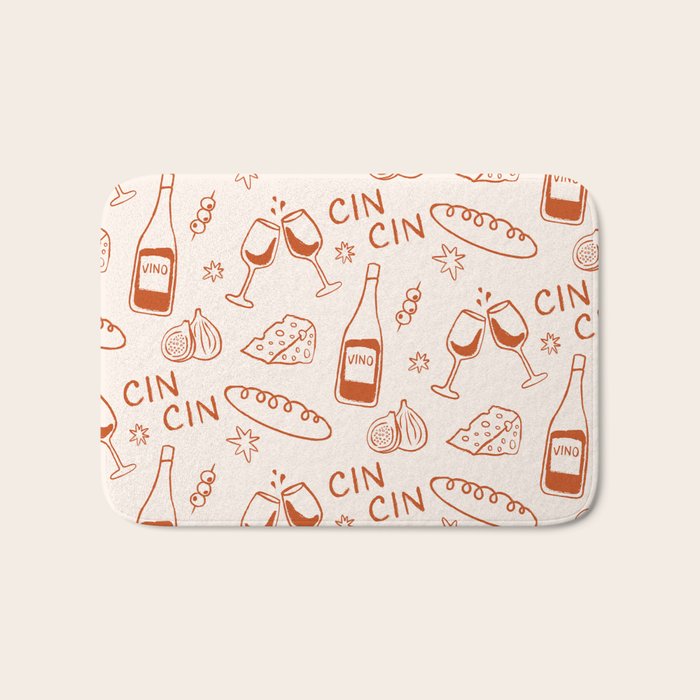 Fancy Dinner. Cheese and Wine Bath Mat Gallery Image 1