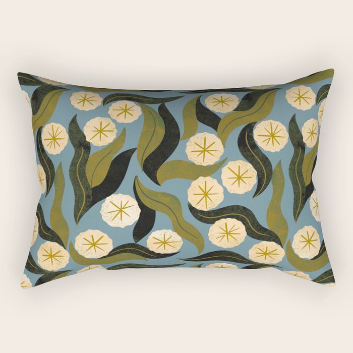 Blue Floral Rectangular Pillow Gallery Image 2