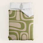 Palm Springs - Midcentury Modern Retro Pattern in Mid Mod Beige and Olive Green Comforter Gallery Image 6