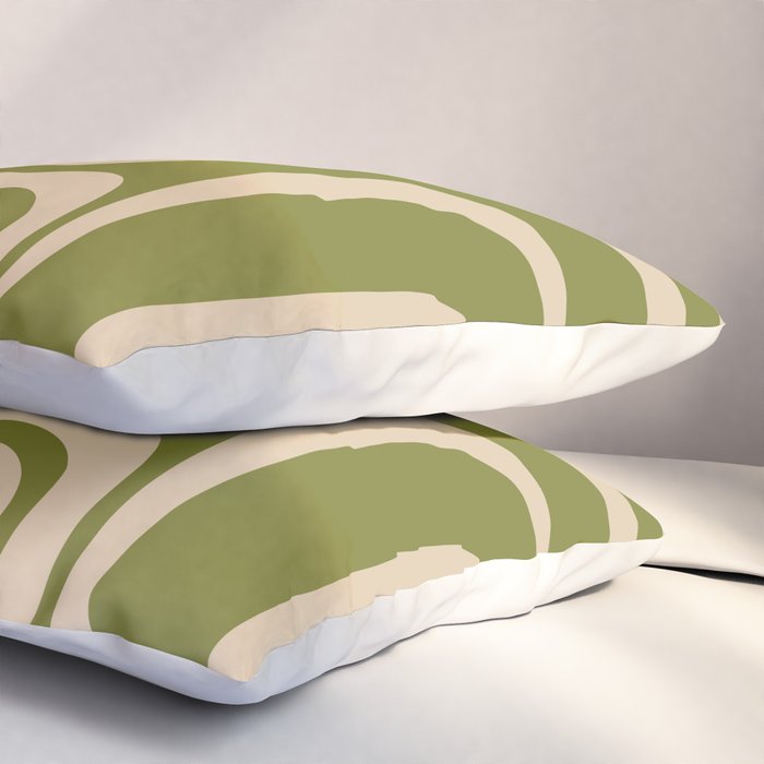 Palm Springs - Midcentury Modern Retro Pattern in Mid Mod Beige and Olive Green Pillow Sham Gallery Image 3