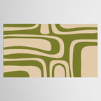 Palm Springs - Midcentury Modern Retro Pattern in Mid Mod Beige and Olive Green Tablecloth Gallery Image 2