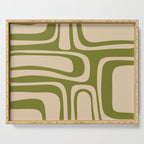 Palm Springs - Midcentury Modern Retro Pattern in Mid Mod Beige and Olive Green Serving Tray Gallery Image 1