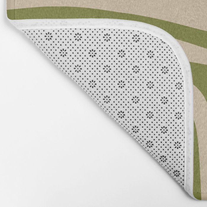 Palm Springs - Midcentury Modern Retro Pattern in Mid Mod Beige and Olive Green Bath Mat Gallery Image 2