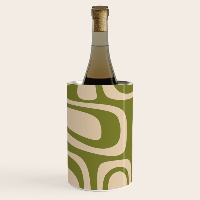 Palm Springs - Midcentury Modern Retro Pattern in Mid Mod Beige and Olive Green Wine Chiller Gallery Image 1