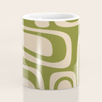 Palm Springs - Midcentury Modern Retro Pattern in Mid Mod Beige and Olive Green Coffee Mug Gallery Image 4