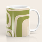 Palm Springs - Midcentury Modern Retro Pattern in Mid Mod Beige and Olive Green Coffee Mug Gallery Image 1
