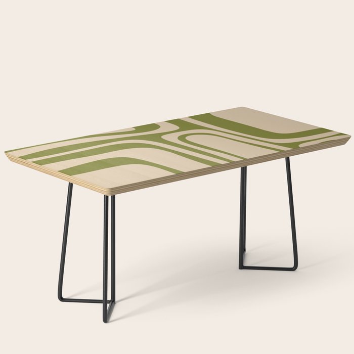 Palm Springs - Midcentury Modern Retro Pattern in Mid Mod Beige and Olive Green Coffee Table Gallery Image 1