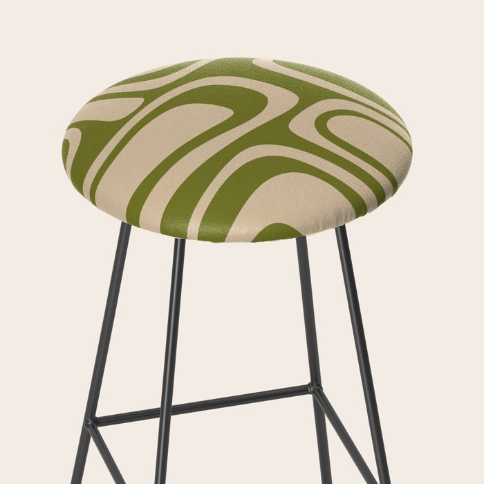 Palm Springs - Midcentury Modern Retro Pattern in Mid Mod Beige and Olive Green Stool Gallery Image 2