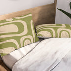 Palm Springs - Midcentury Modern Retro Pattern in Mid Mod Beige and Olive Green Pillow Sham Gallery Image 2