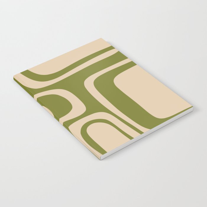 Palm Springs - Midcentury Modern Retro Pattern in Mid Mod Beige and Olive Green Notebook Gallery Image 2