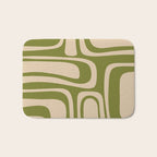 Palm Springs - Midcentury Modern Retro Pattern in Mid Mod Beige and Olive Green Bath Mat Gallery Image 1