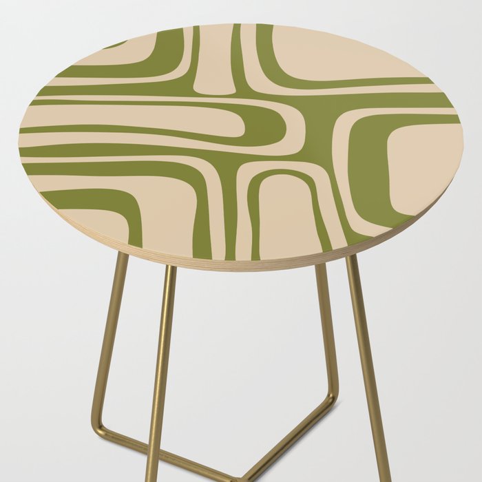 Palm Springs - Midcentury Modern Retro Pattern in Mid Mod Beige and Olive Green Side Table Gallery Image 2