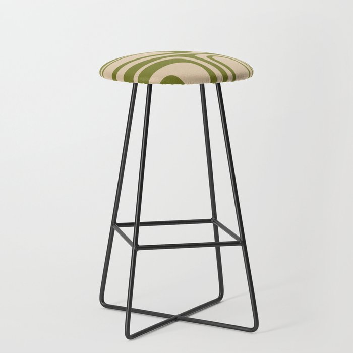 Palm Springs - Midcentury Modern Retro Pattern in Mid Mod Beige and Olive Green Stool Gallery Image 1
