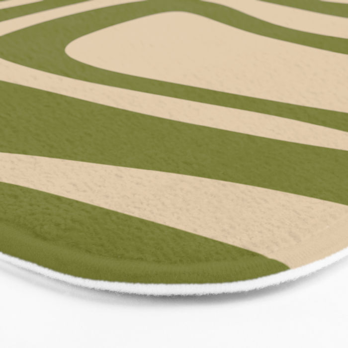 Palm Springs - Midcentury Modern Retro Pattern in Mid Mod Beige and Olive Green Bath Mat Gallery Image 3