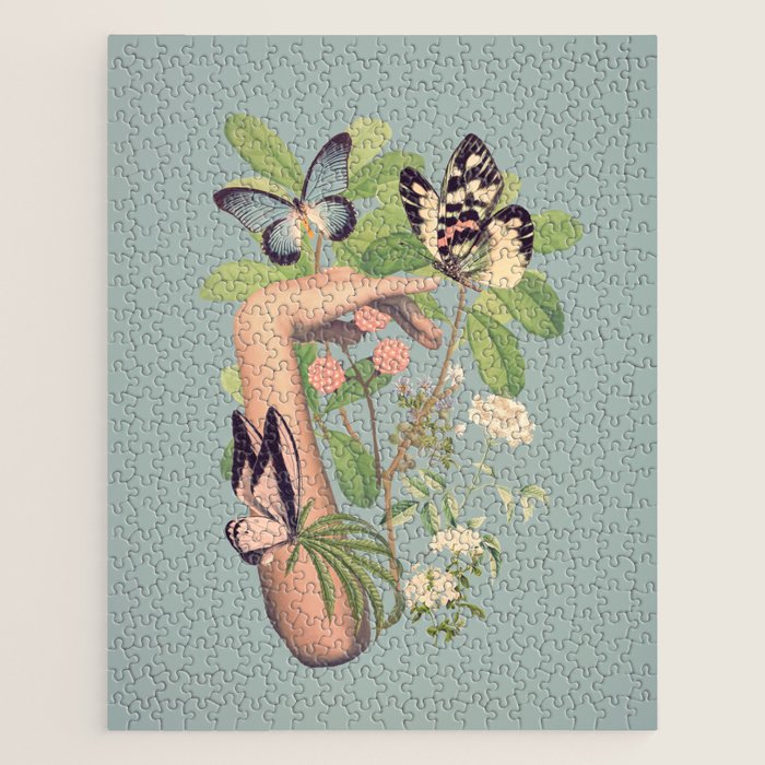 Minimal Collage/ Hand, Plants and Butterflies 4 Jigsaw Puzzle Gallery Image 1