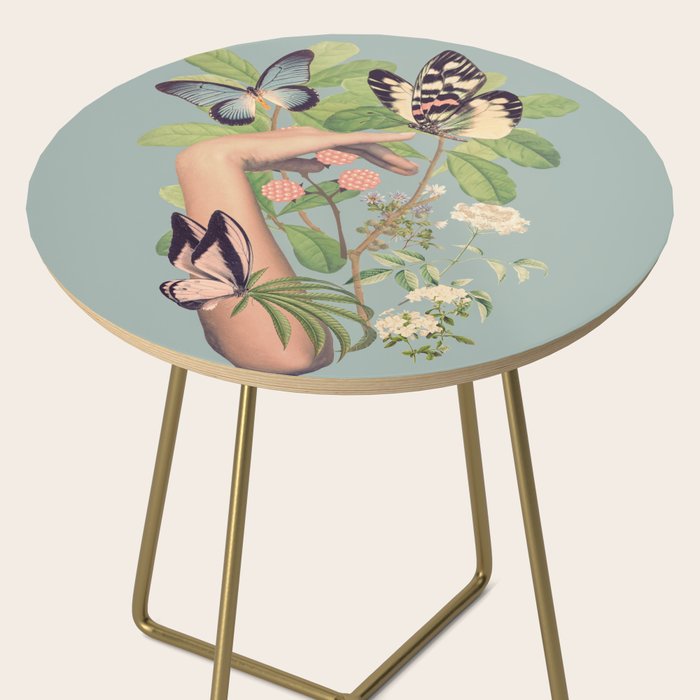 Minimal Collage/ Hand, Plants and Butterflies 4 Side Table Gallery Image 2