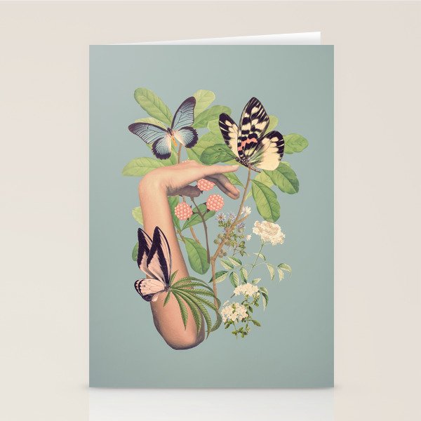 Minimal Collage/ Hand, Plants and Butterflies 4 Stationery Card Gallery Image 2