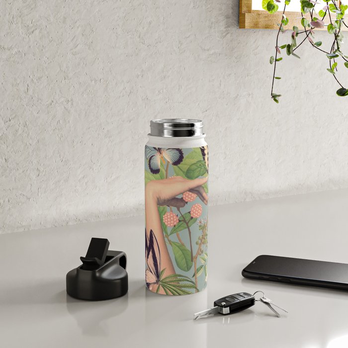 Minimal Collage/ Hand, Plants and Butterflies 4 Water Bottle Gallery Image 4