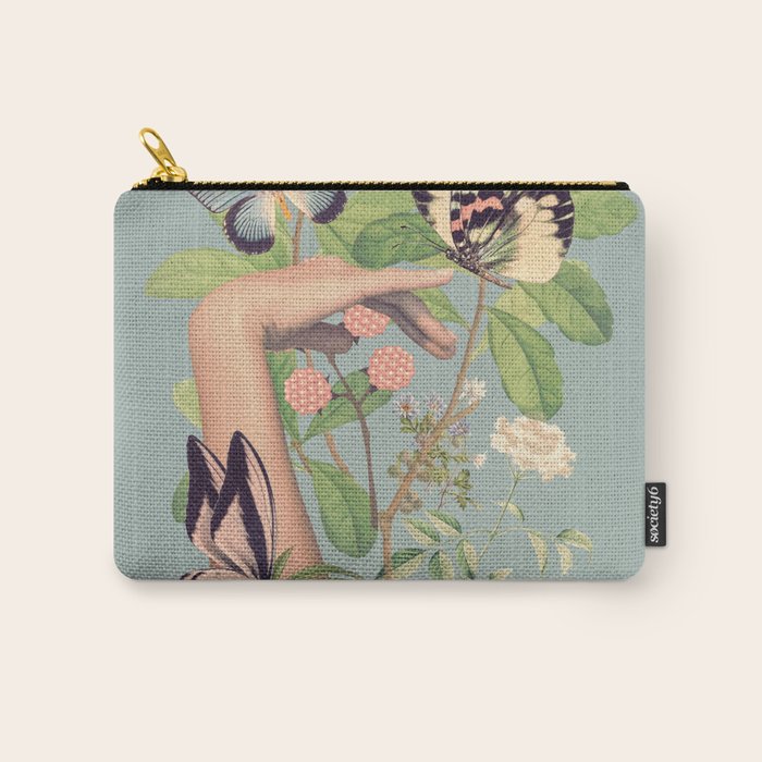 Minimal Collage/ Hand, Plants and Butterflies 4 Carry All Pouch Gallery Image 1