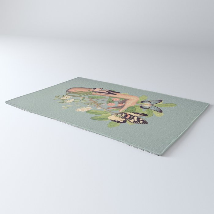 Minimal Collage/ Hand, Plants and Butterflies 4 Rug Gallery Image 3
