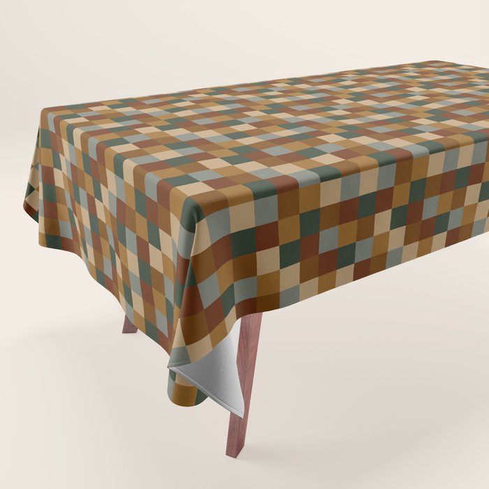 Bold Earthy Checks Pattern - Small VI Tablecloth Gallery Image 1