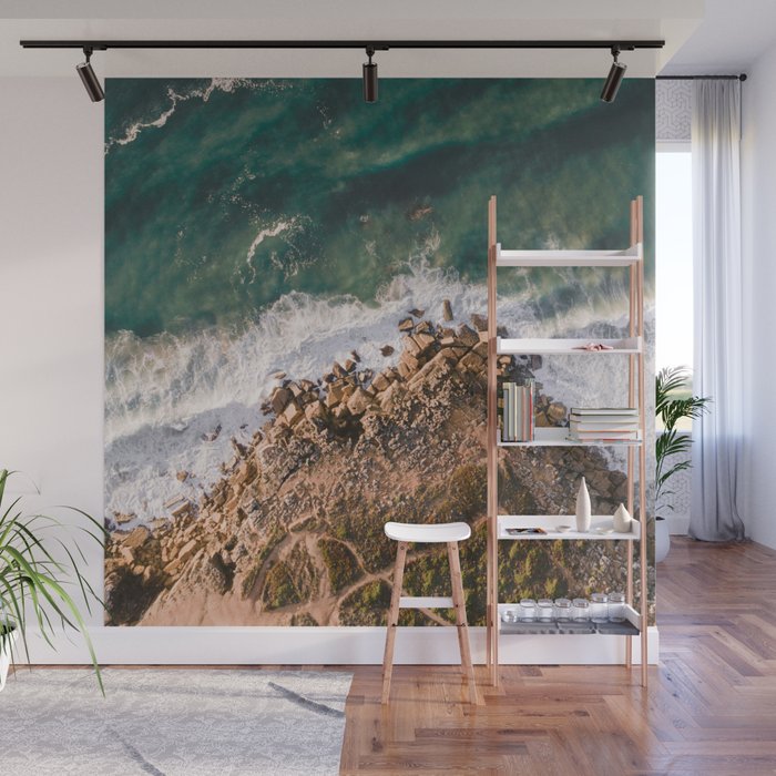 Ericeira from above | Coastal ocean drone photography print | Travel wall art Portugal Wall Mural Gallery Image 1