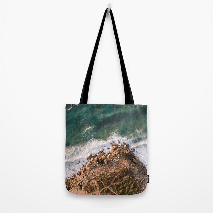 Ericeira from above | Coastal ocean drone photography print | Travel wall art Portugal Tote Bag Gallery Image 2