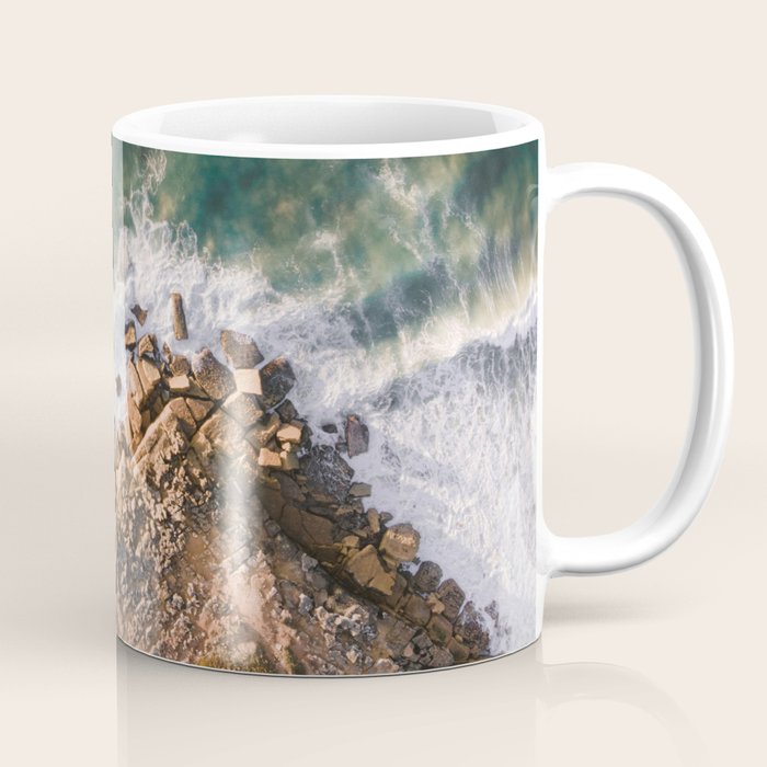 Ericeira from above | Coastal ocean drone photography print | Travel wall art Portugal Coffee Mug Gallery Image 1