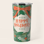 Happy Holidays Christmas Wreath Travel Mug Gallery Image 1