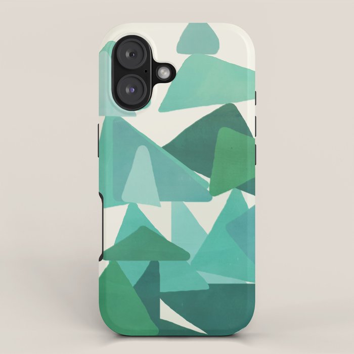 Green Colored Triangles iPhone Case Gallery Image 1