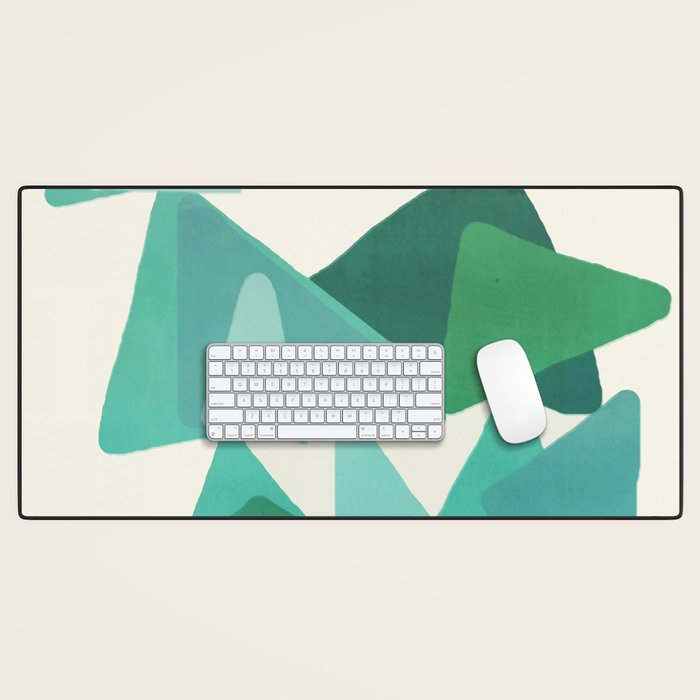 Green Colored Triangles Desk Mat Gallery Image 1