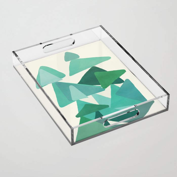 Green Colored Triangles Acrylic Tray Gallery Image 1