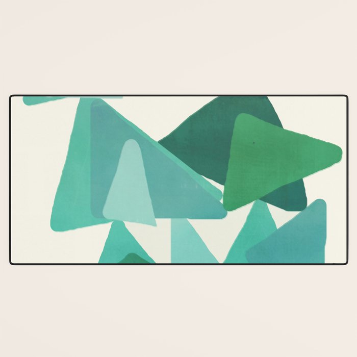 Green Colored Triangles Desk Mat Gallery Image 3