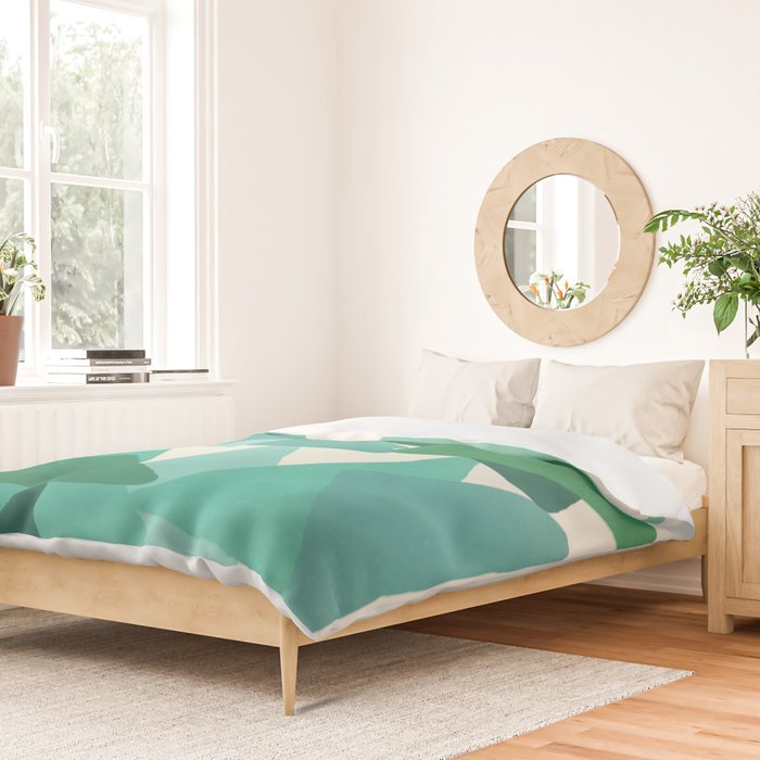 Green Colored Triangles Duvet Cover Gallery Image 2