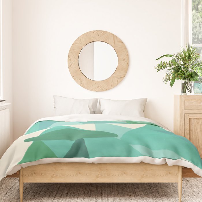 Green Colored Triangles Duvet Cover Gallery Image 3