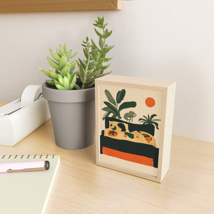 Tropical Bedside Calm Bold Sun and Plant Modern Art in Earthy Tones Mini Art Print Gallery Image 2